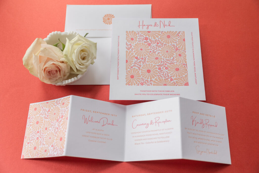 wedding invite and details card