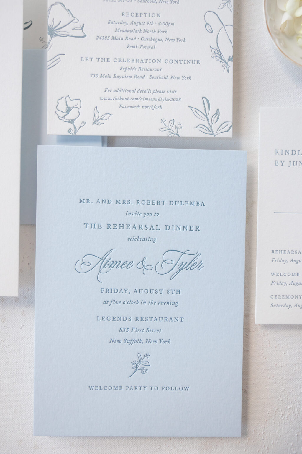 letterpress rehearsal dinner invite