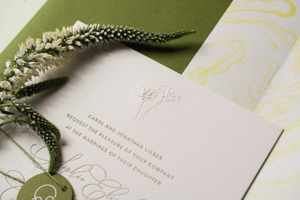 floral accent wedding invite