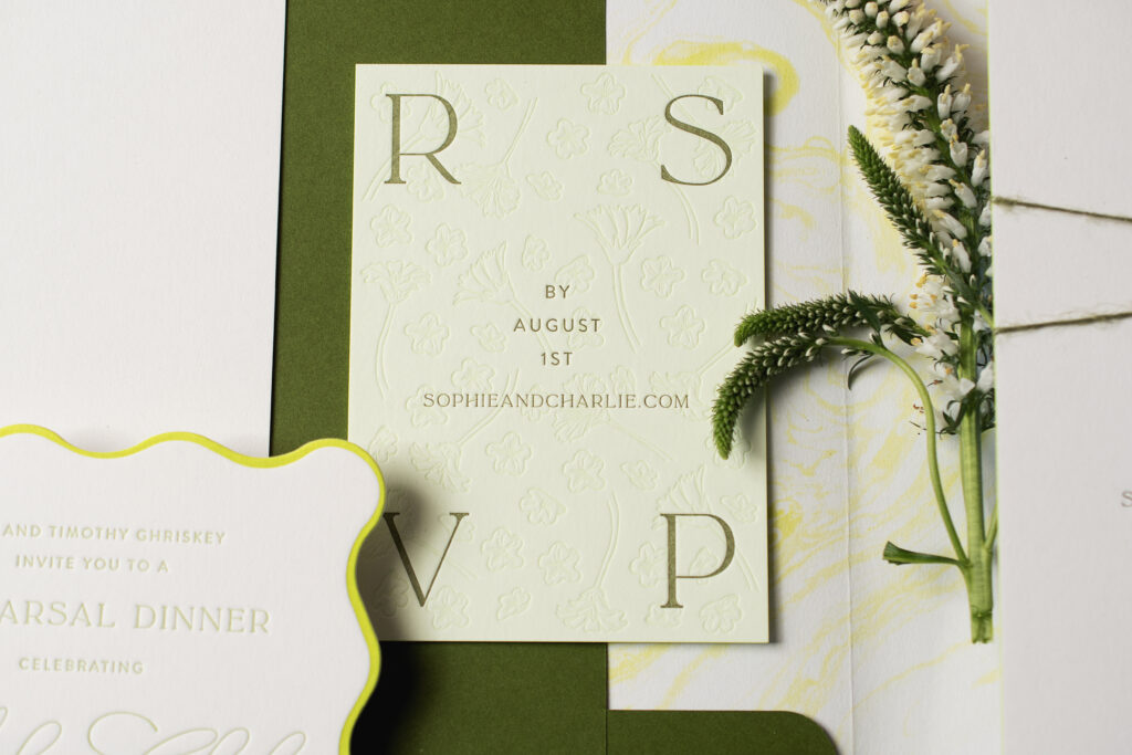 Nature-Inspired Letterpress and Blind Emboss Invitations