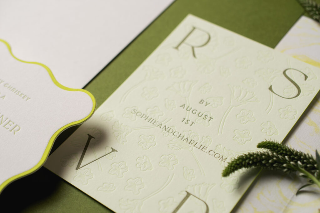 Nature-Inspired Letterpress and Blind Emboss Invitations