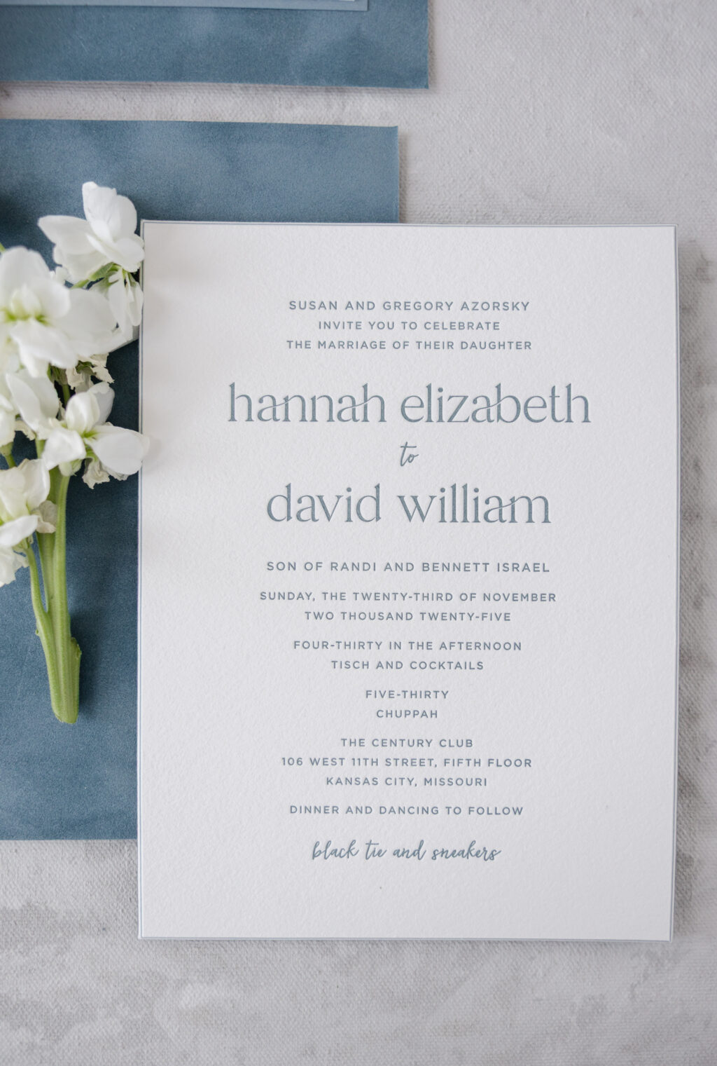 contemporary letterpress wedding invite
