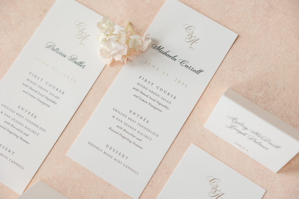foil and letterpress menus