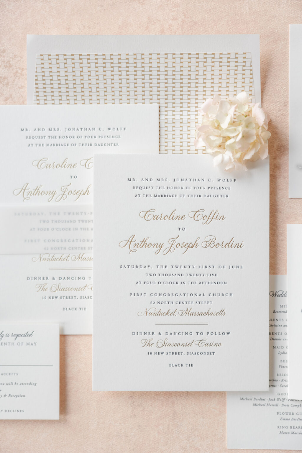 invite with foil stamped envelope liner