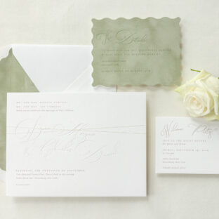 Blind Emboss Wedding Invitations with Metallic Thread
