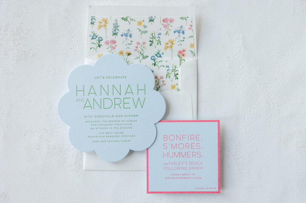Die cut invite on color paper
