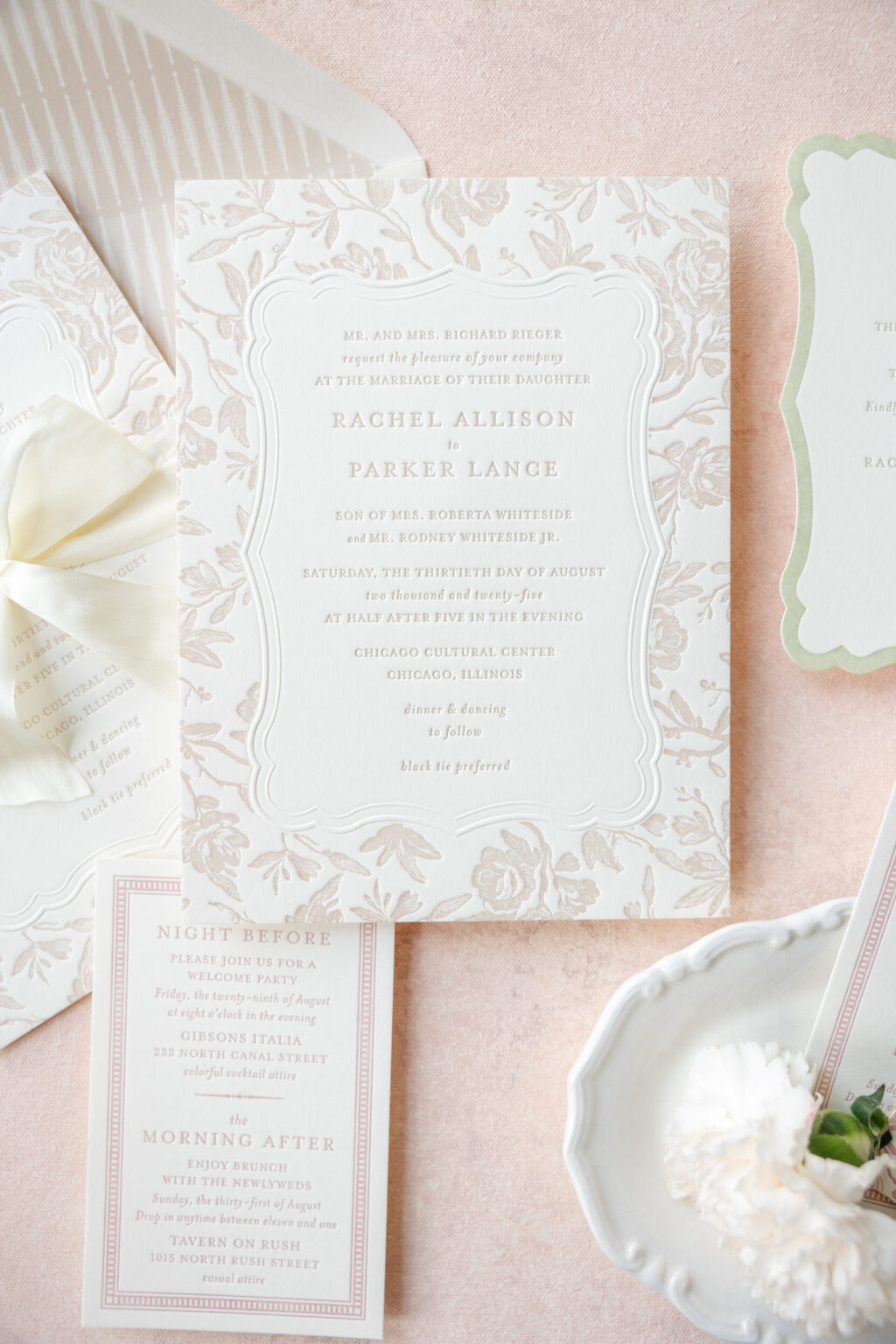 Refined Romantic Letterpress Wedding Invitations