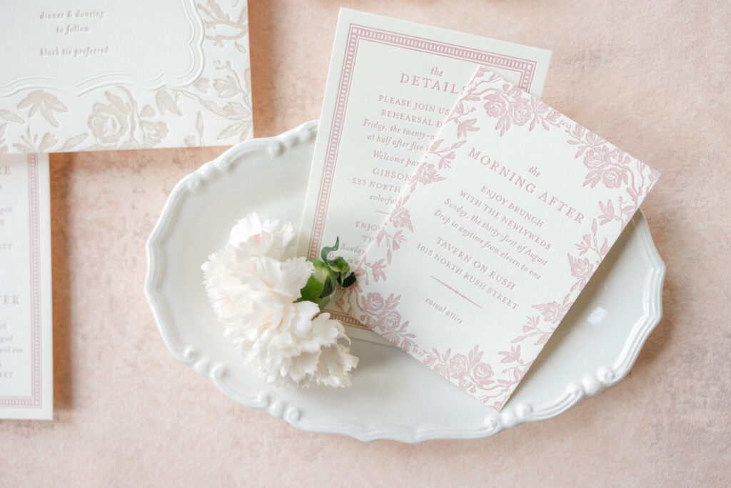 letterpress details and brunch card
