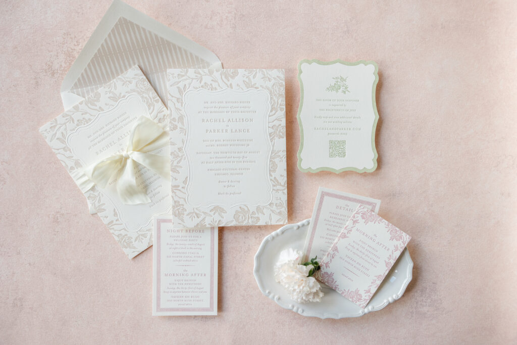 Refined Romantic Letterpress Wedding Invitations