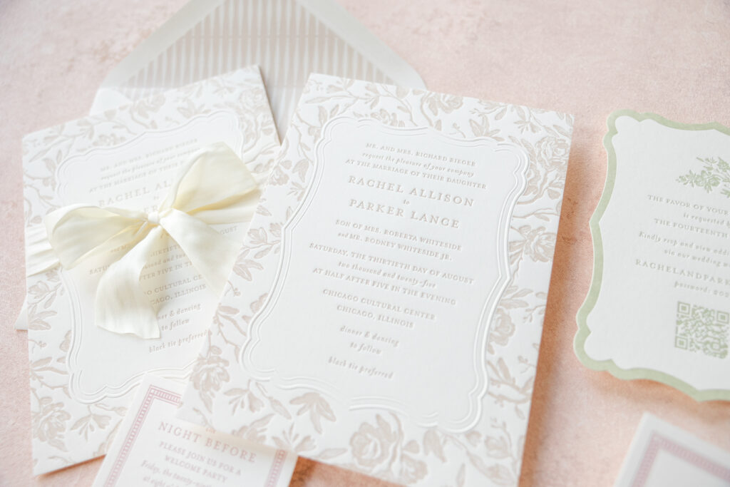 Refined Romantic Letterpress Wedding Invitations