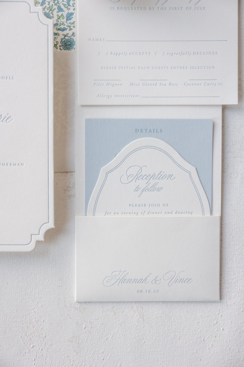 letterpress pocketfold for wedding stationery