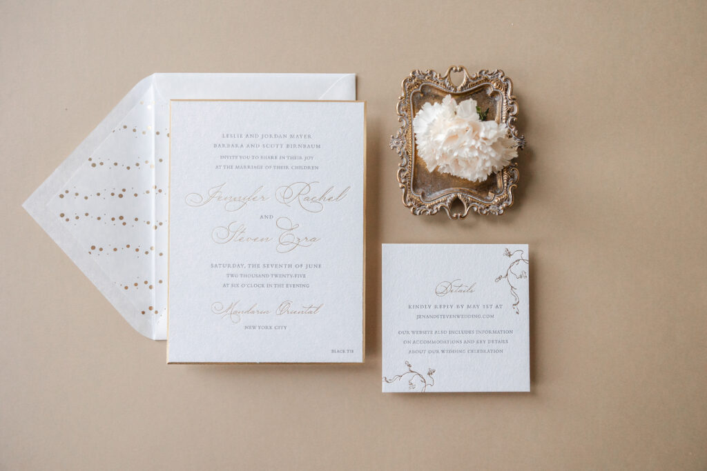 Invite with foil-stamped envelope liner