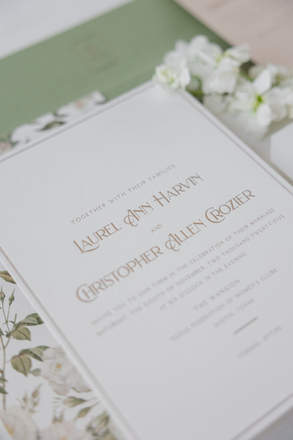 Modern floral wedding invitation