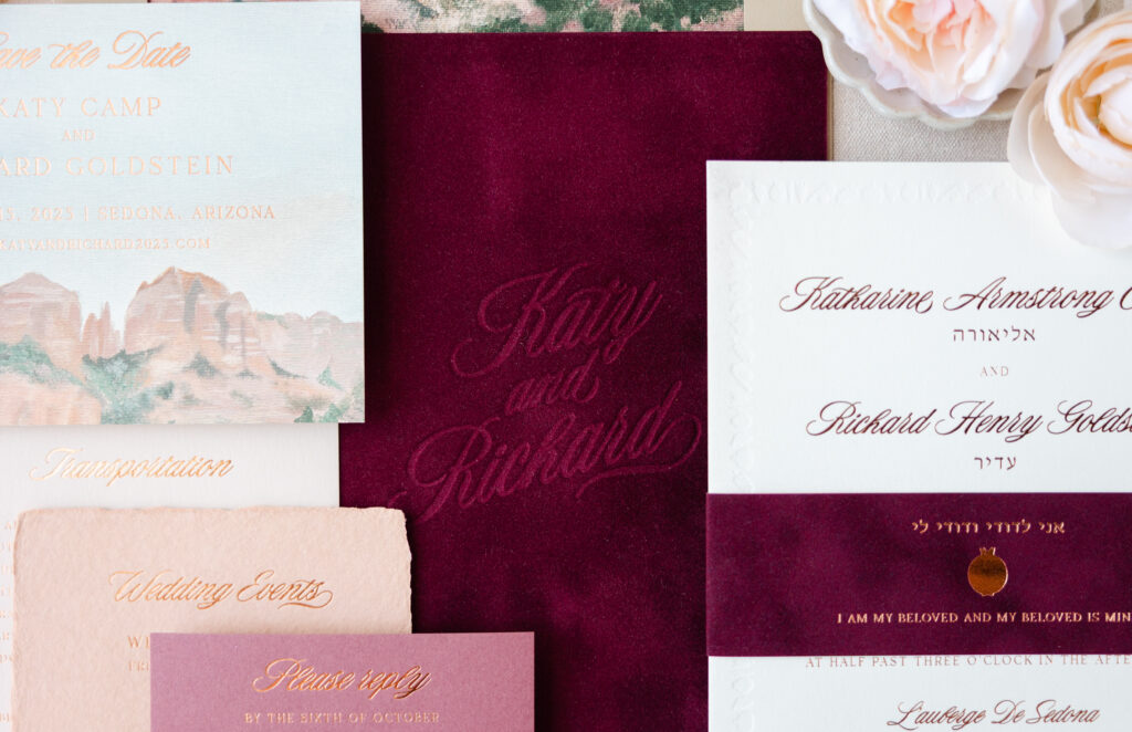 Southwestern Wedding Invitation with Velvet Accents