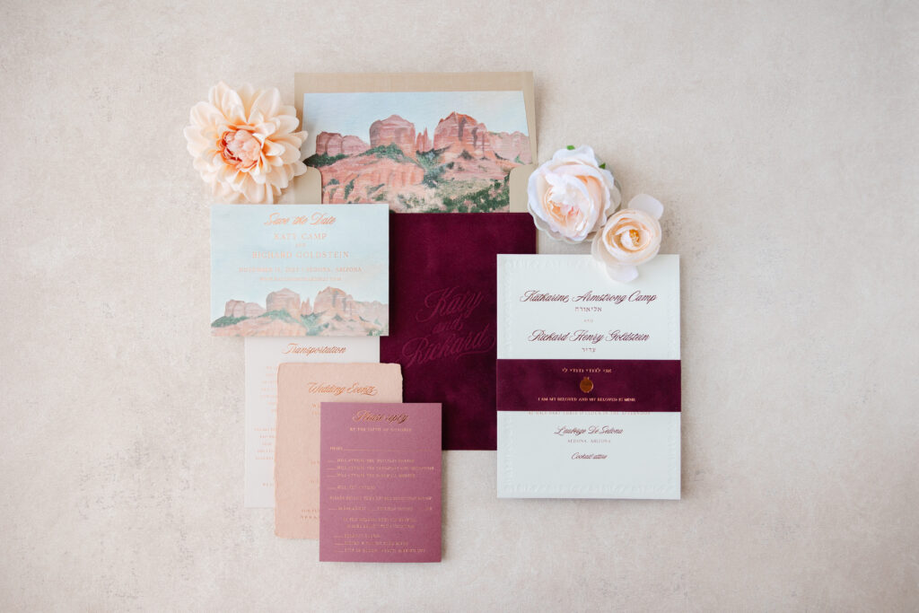 Southwestern Wedding Invitation with Velvet Accents