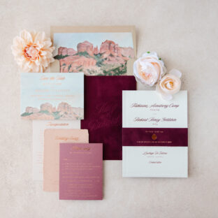 Southwestern Wedding Invitation with Velvet Accents