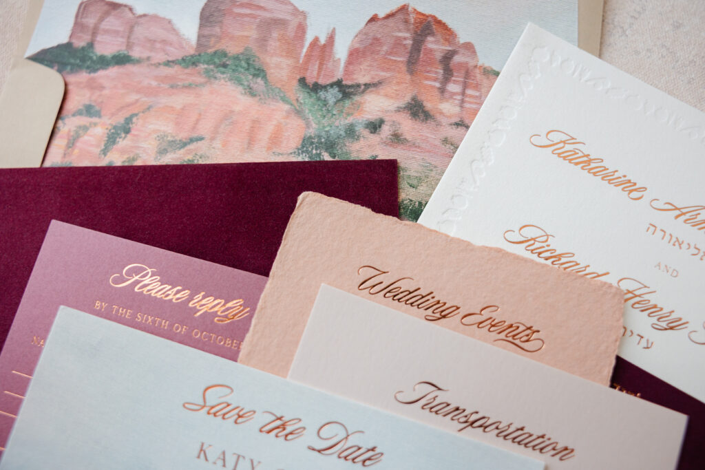 Southwestern Wedding Invitation with Velvet Accents