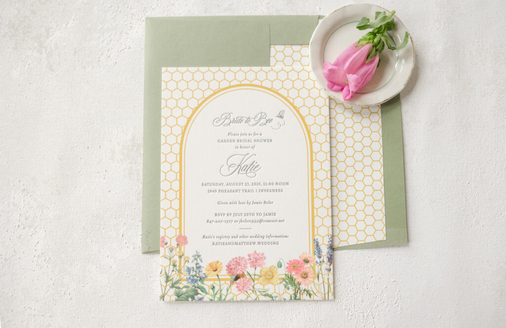 letterpress bridal party invite