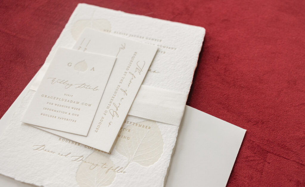 Letterpress Aspen Leaf Invite