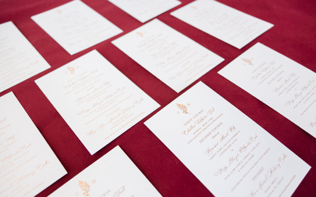 Foil Stamped Menu