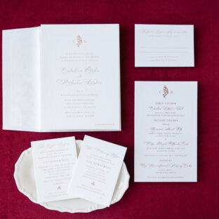 wedding stationery suite with bronze shine foil stamping