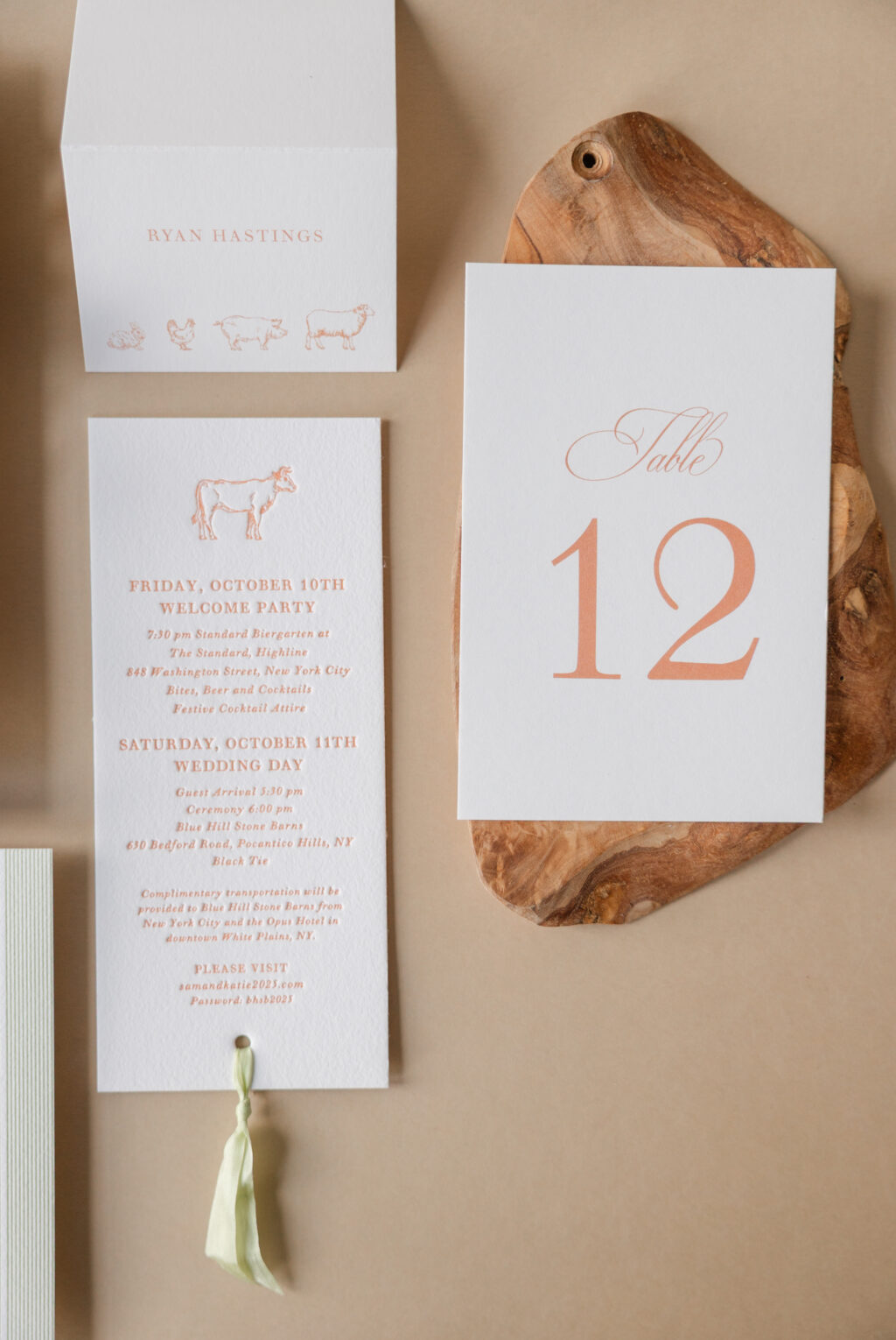 Escort Card, Details Card and Table Number Card