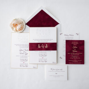 wedding invitation with blind emboss monogram