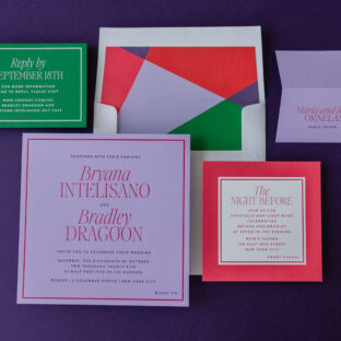 Contemporary letterpress wedding stationery