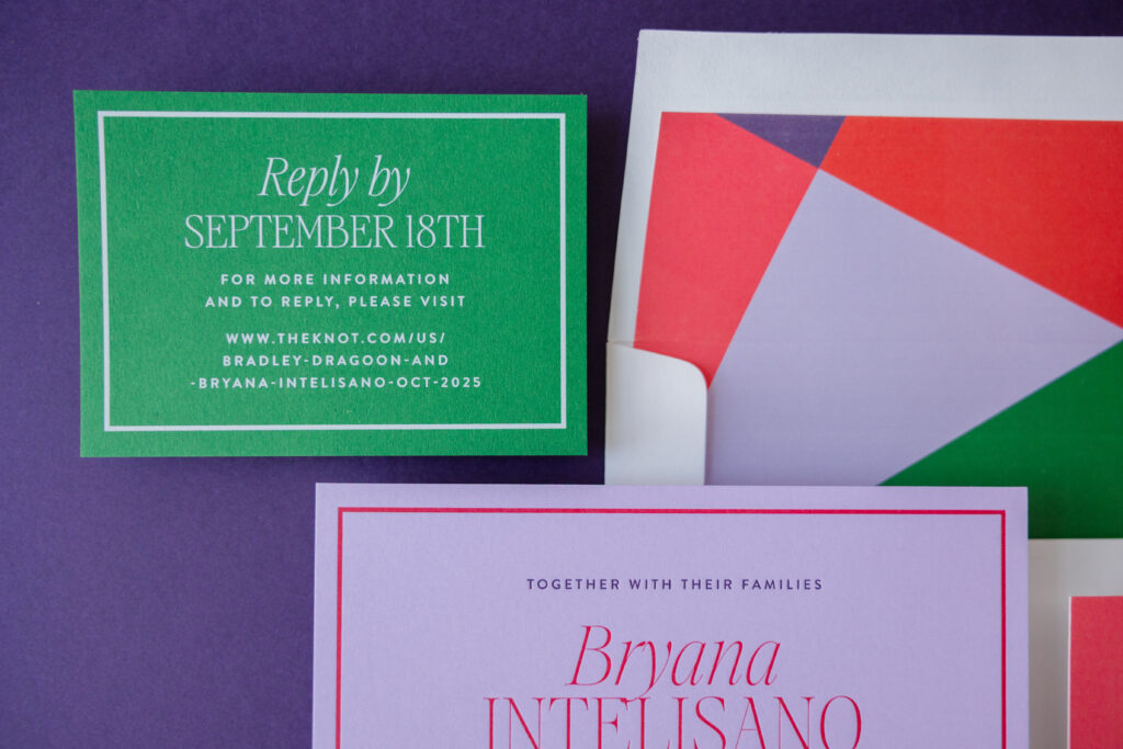 Color blocking wedding invite
