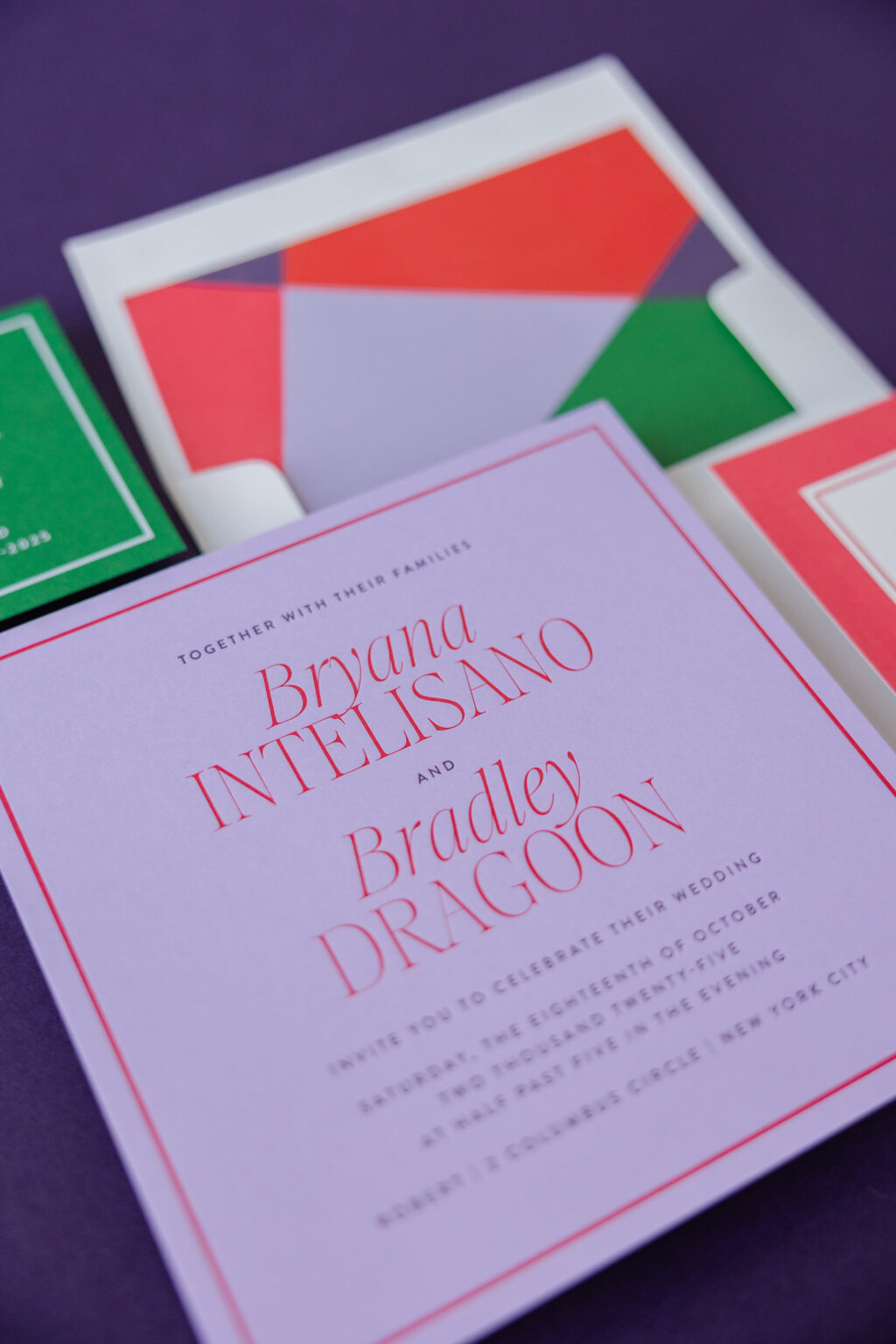 contemporary letterpress wedding invitation