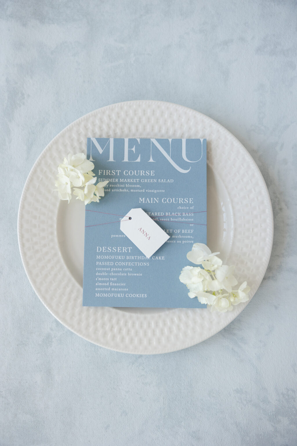 wedding menu and place card