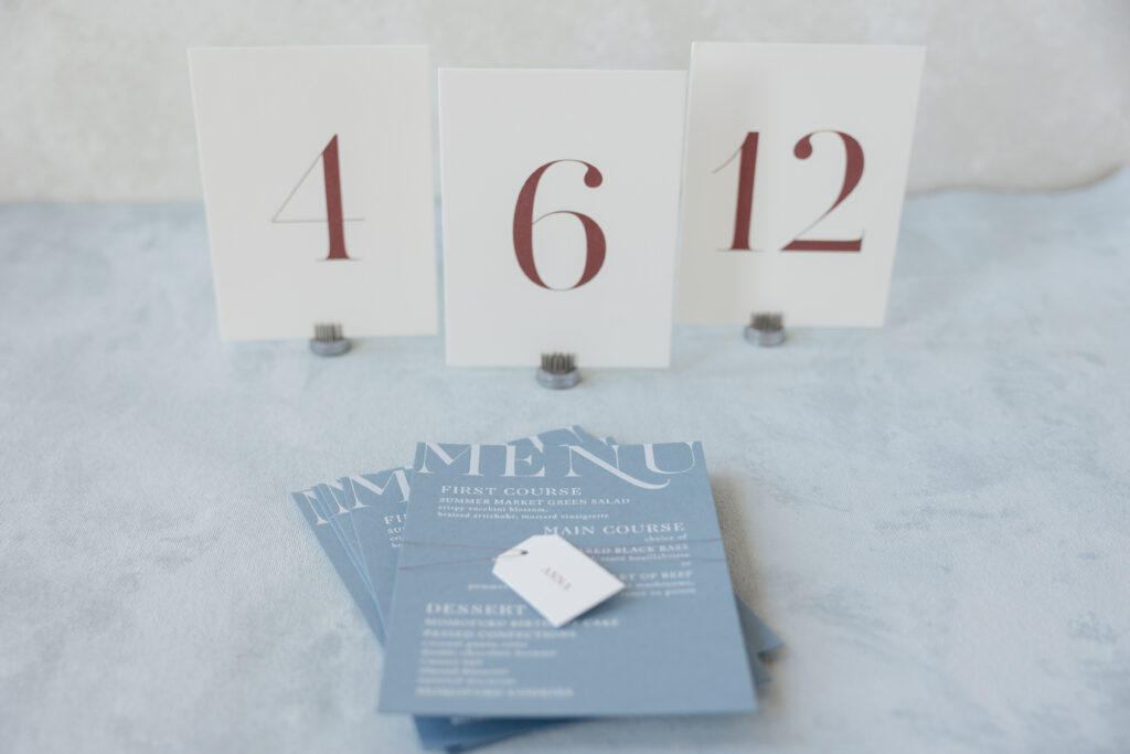 wedding menu and table card