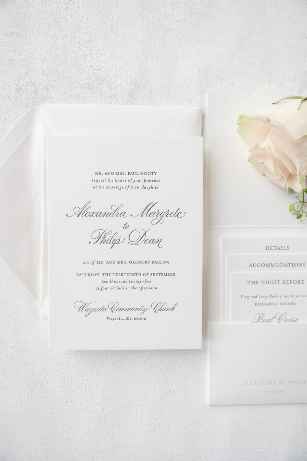 Elegant Letterpress Wedding Invitation