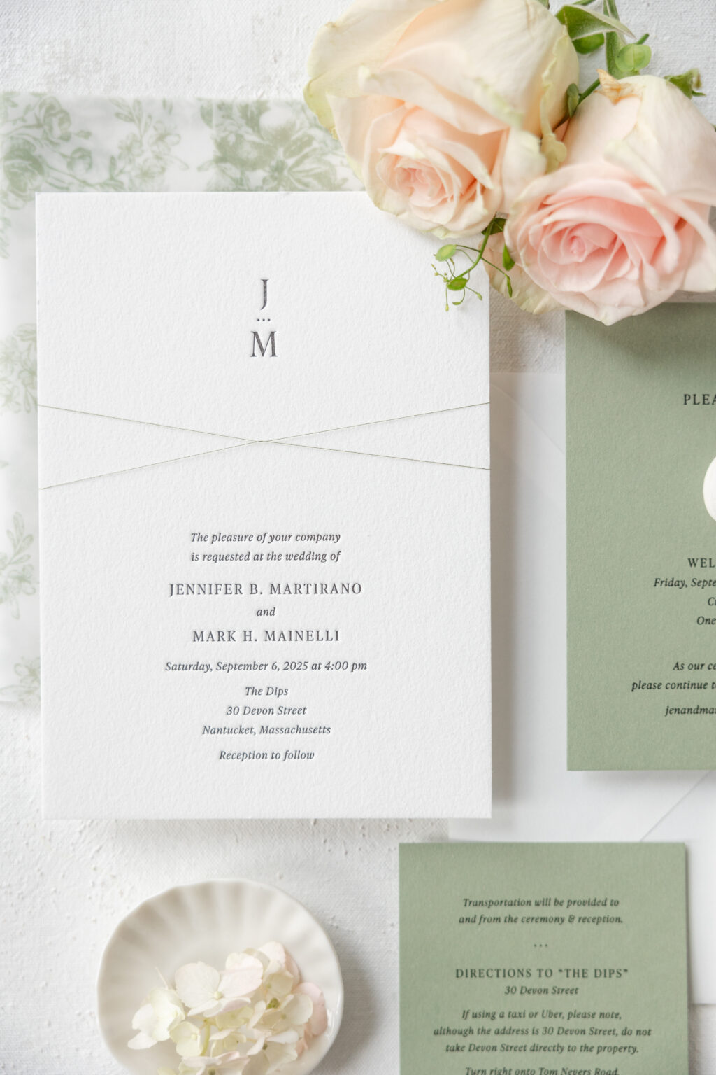 Coastal Luxury Letterpress Invitation