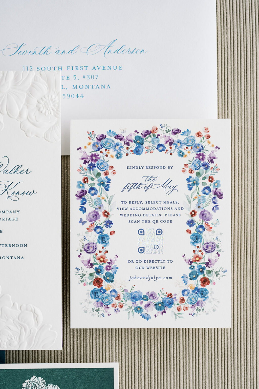 Letterpress Reply Card with QR code