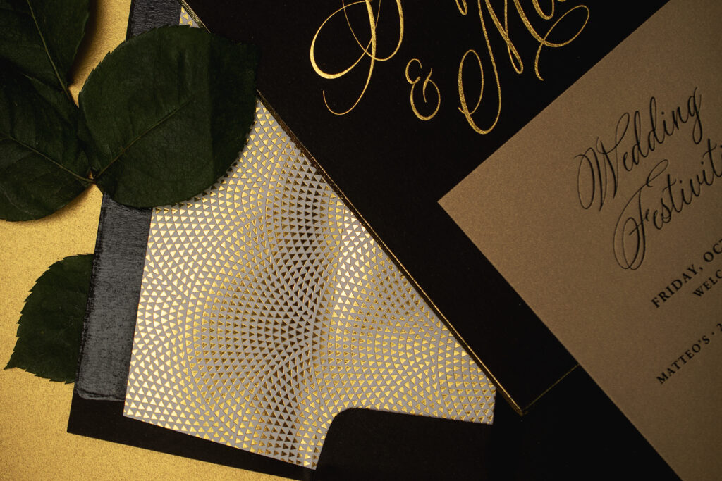 sophisticated foil stamped envelope liner