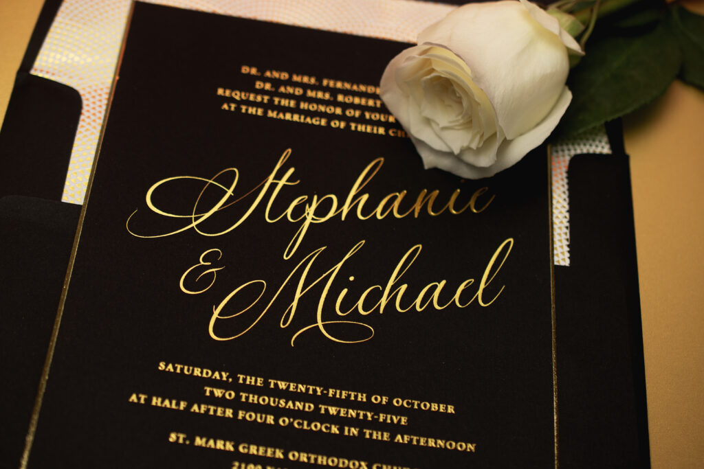 sophisticated foil stamped invitations