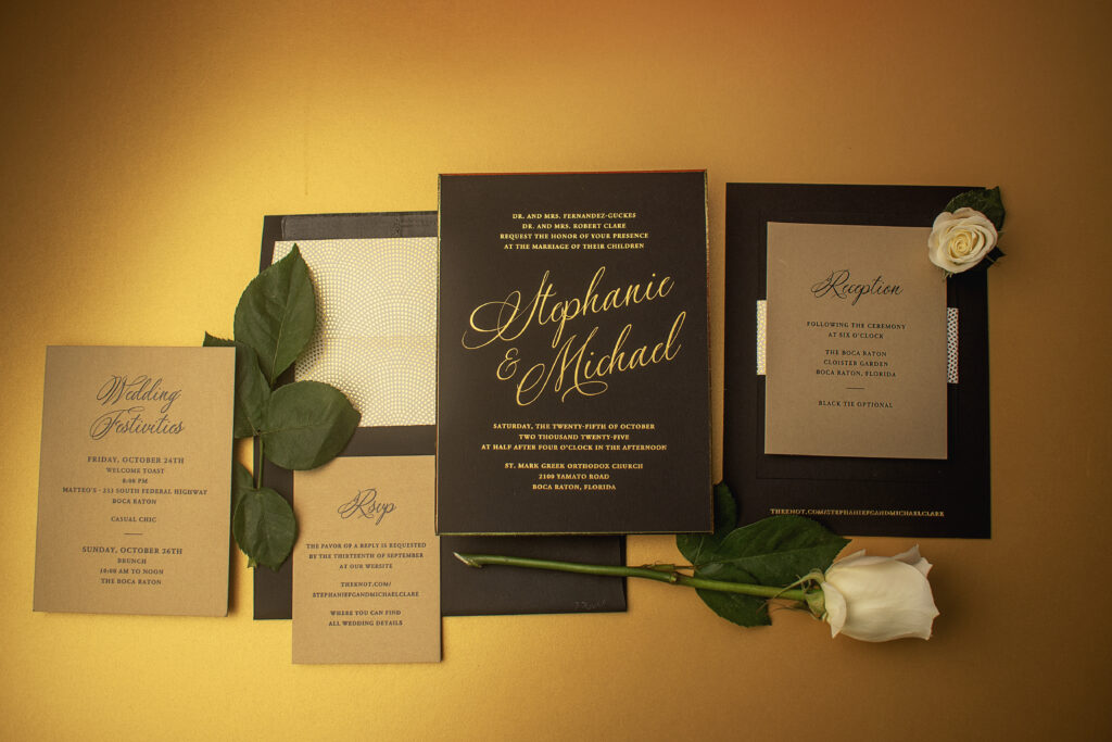 Gold Shine Foil Wedding Invitation Suite