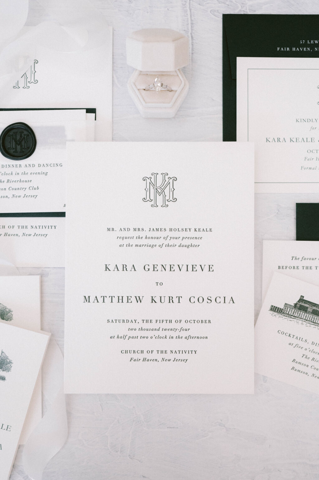 Letterpress Wedding Stationery with Custom Monogram