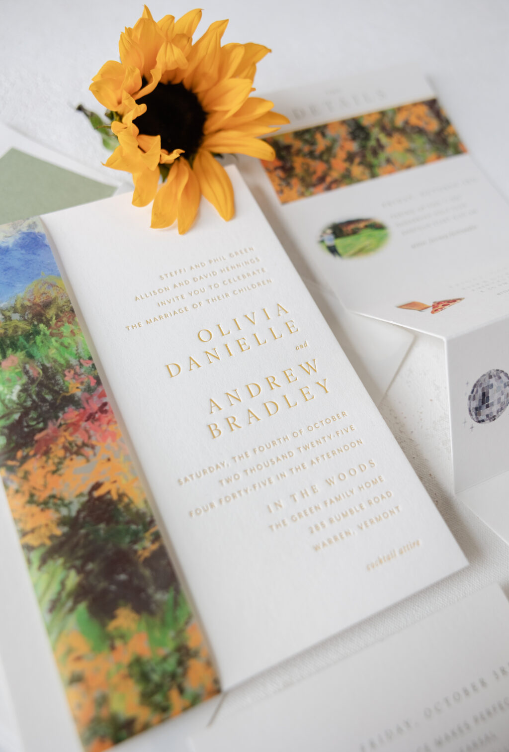Modern Wedding Invitations with a Painterly Belly Band