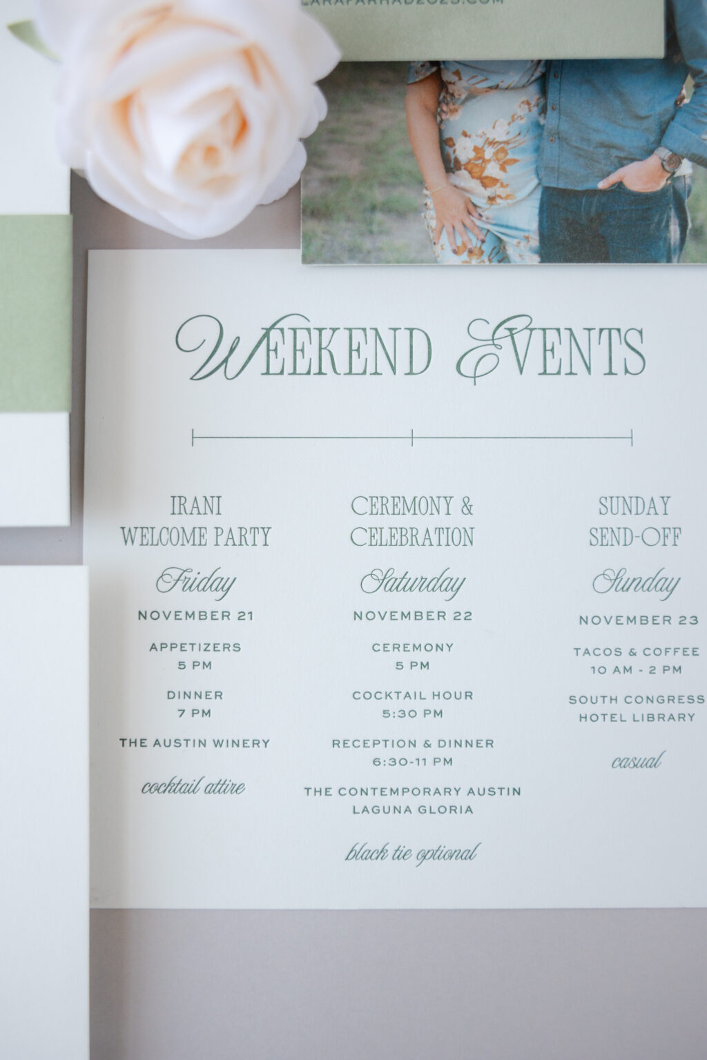 Wedding Weekend Events Card