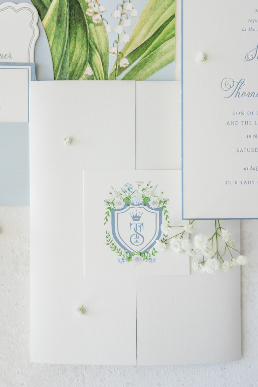 Save the Date and Invitation with Monogram Crest