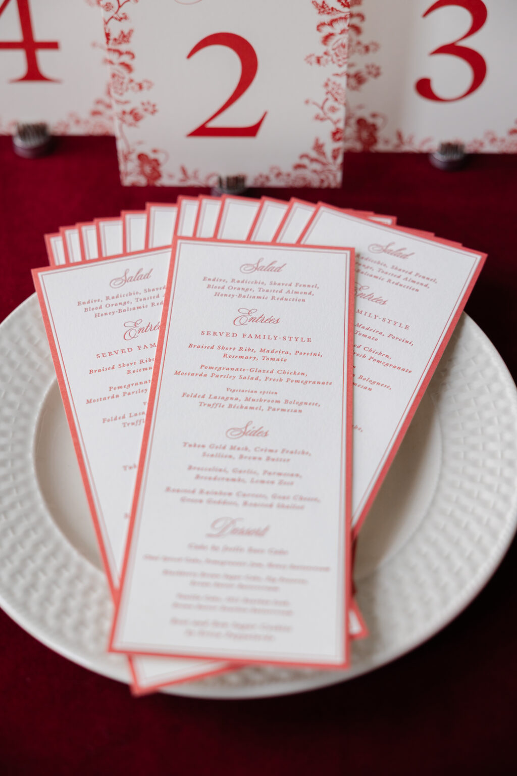Wedding Reception Menus