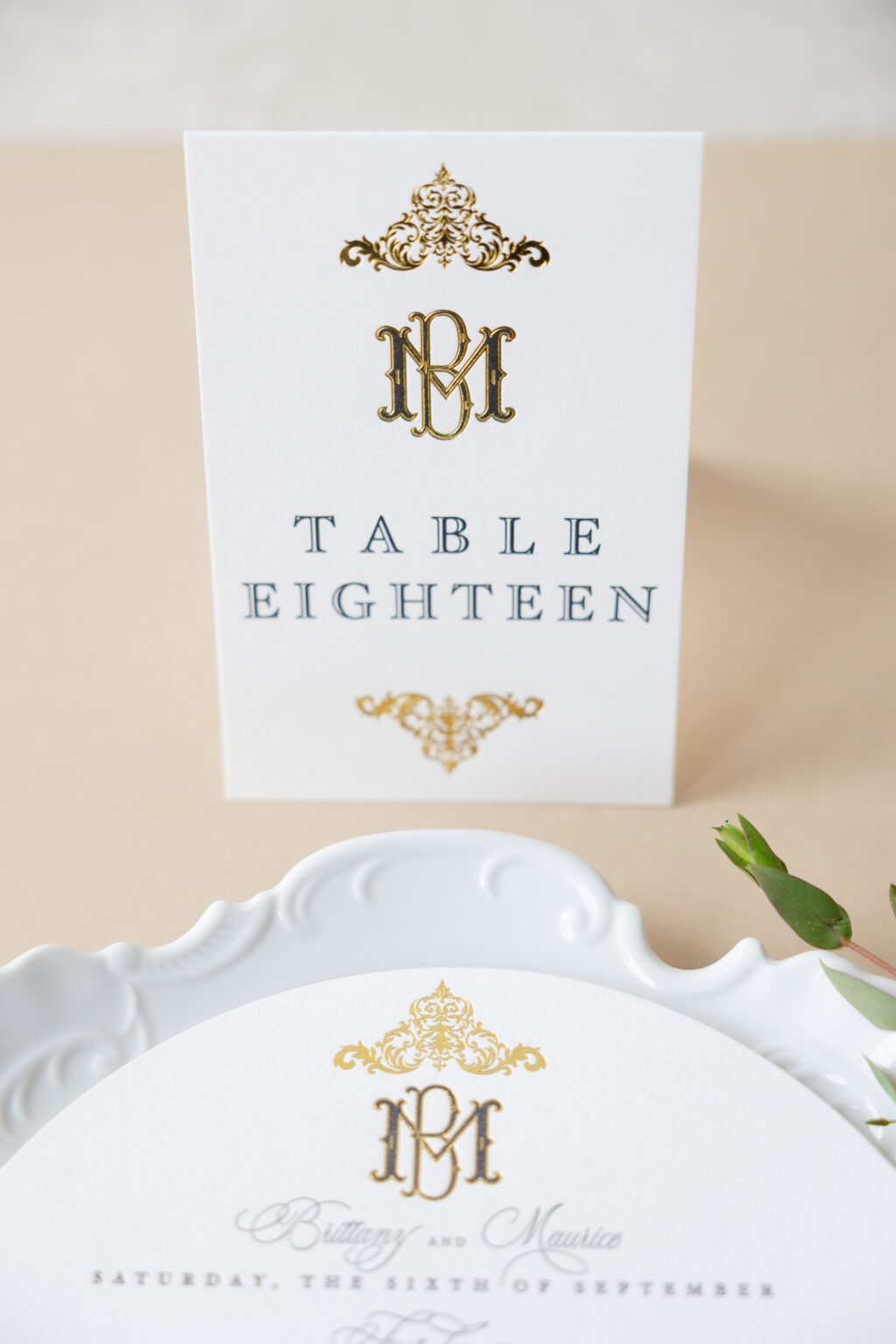 Ornate Table Number and Menu