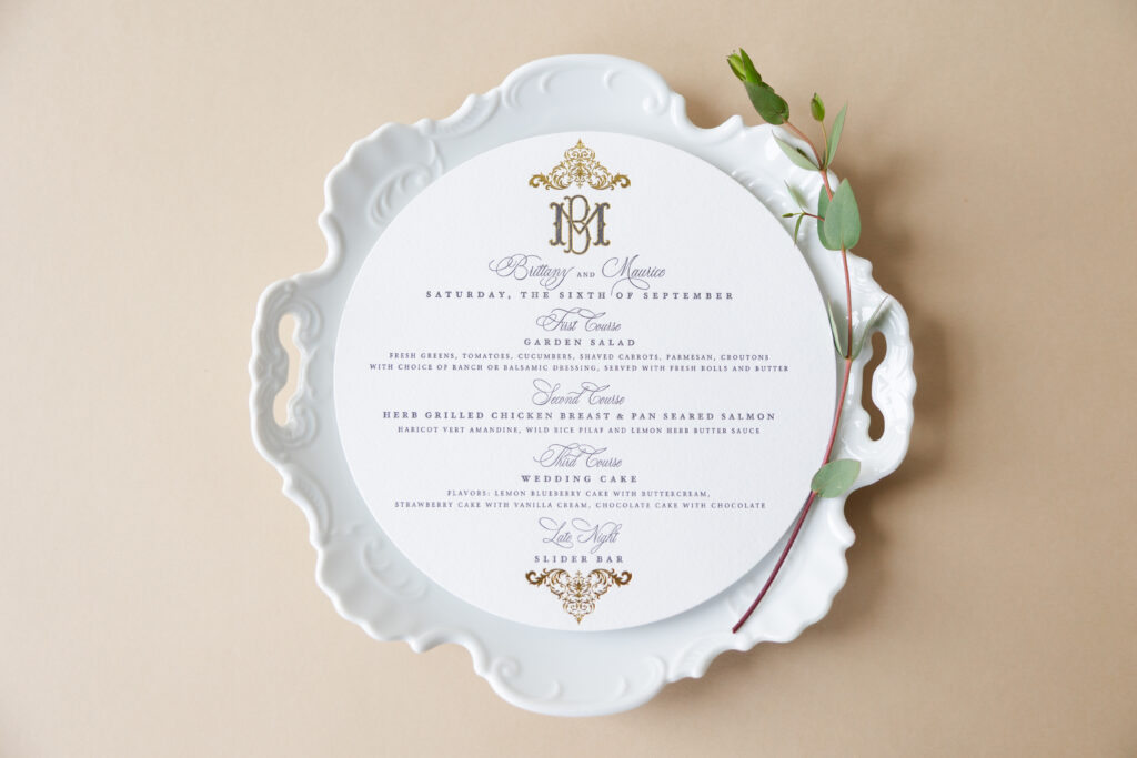 Menu with Monogram