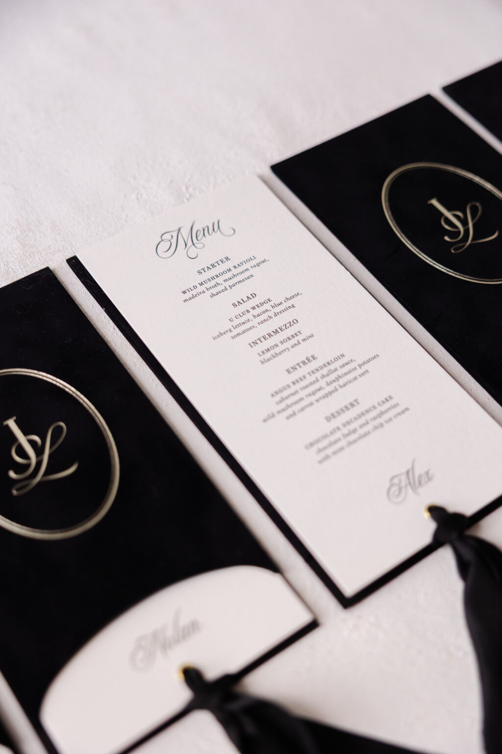 Menu with sleeve and ribbon