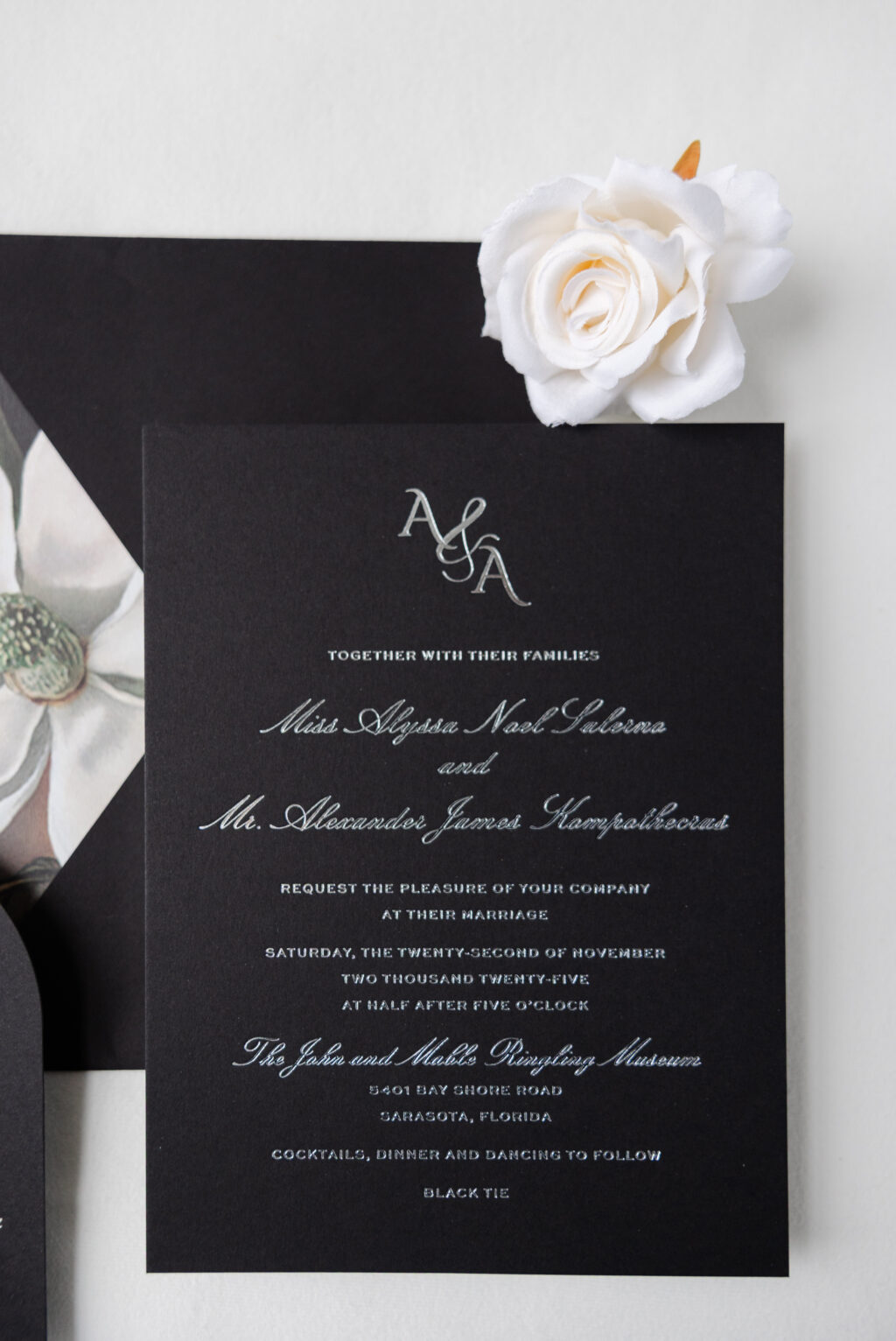 Moody Black-Tie Wedding Invitation