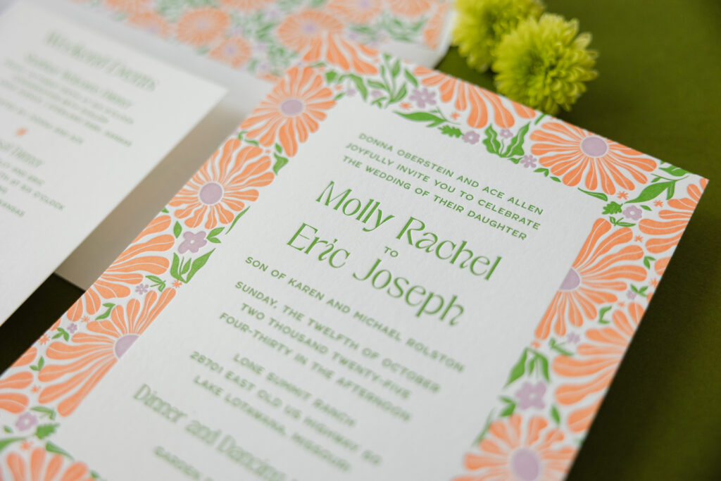 Vibrant Letterpress Wedding Stationery
