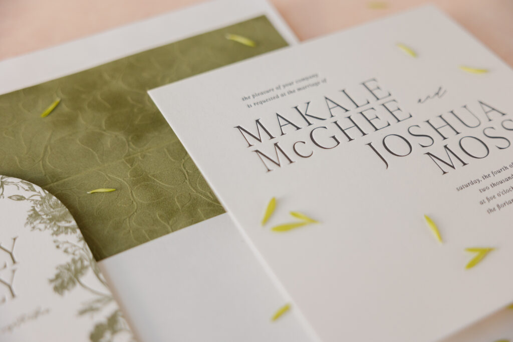 Modern Square Letterpress Wedding Invitations