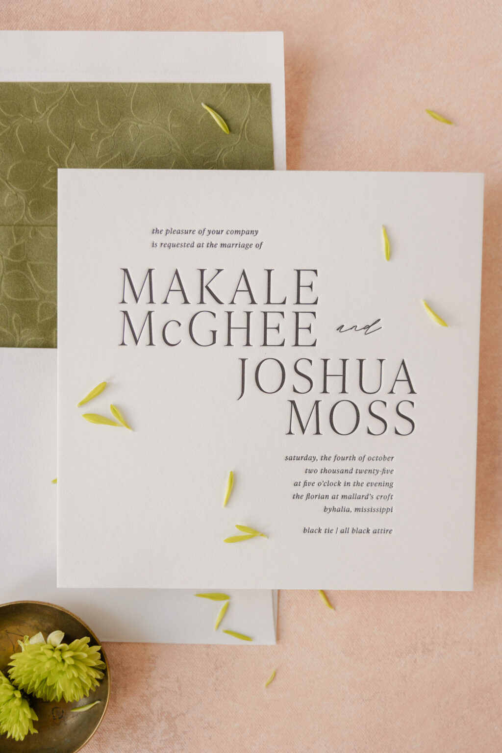 Modern Square Letterpress Wedding Invitations